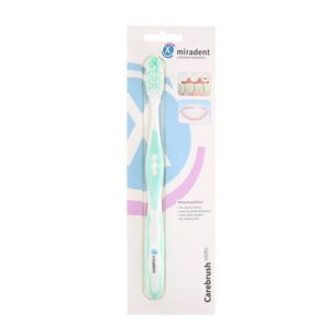 Miradent Brosse à dents Carebrush White verte, brosse manuelle douce pour un brossage efficace et respectueux, disponible à Kénitra