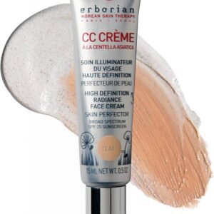 CC crème Erborian à la centella teinte claire, soin illuminateur avec SPF 25, unifie le teint et apporte éclat et protection, disponible en parapharmacie à Kénitra et parapharmacie en ligne.