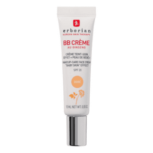 BB crème Erborian au ginseng, teinte dorée avec protection SPF20, hydrate et unifie le teint pour un éclat naturel, disponible en parapharmacie à Kénitra et parapharmacie en ligne.