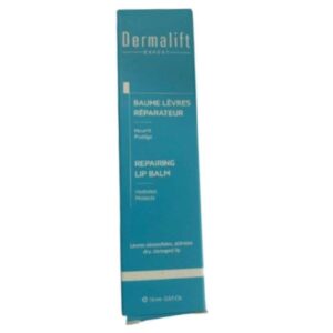 Baume lèvres réparateur Dermalift 15 ml, hydrate et répare les lèvres sèches et abîmées, formule protectrice, disponible en parapharmacie à Kénitra et parapharmacie en ligne.