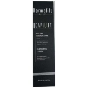 Lotion énergisante Dermalift Capilift 100 ml, stimule la croissance des cheveux et renforce le cuir chevelu, disponible en parapharmacie à Kénitra et parapharmacie en ligne.