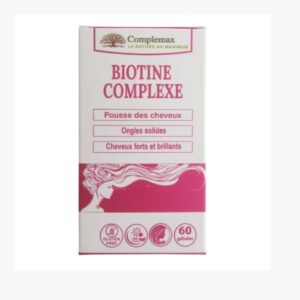 Complemax Biotine Complexe, 60 gélules, complément pour la santé des cheveux et des ongles, disponible en parapharmacie à Kénitra et sur notre parapharmacie en ligne