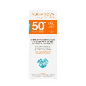 ALPHANOVA Crème solaire visage SPF 50+ certifiée bio (Classic), formule hypoallergénique, disponible en parapharmacie à Kénitra et sur notre parapharmacie en ligne